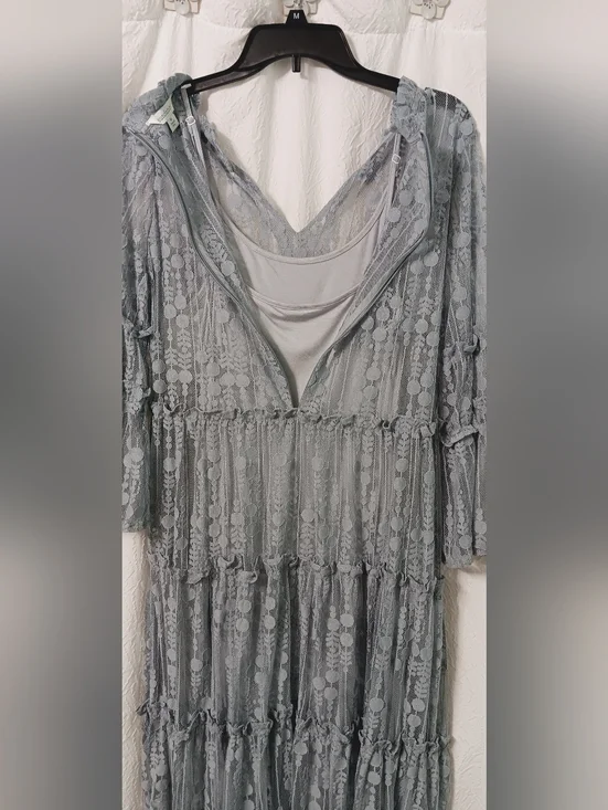 EUC Sundance Lihgt Gray Lace Dress Size M - Picture 4 of 12